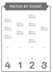 Match by count of Stapler, game for children. Vector illustration, printable worksheet