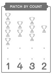 Match by count of Trophy, game for children. Vector illustration, printable worksheet