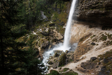 Fototapeta na wymiar Big Percnik Waterfall in Autumn Time - Vrata valley Slovenia