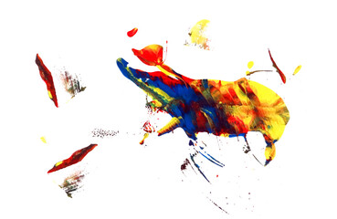 Multicolored abstract wild boar-shaped paint spot