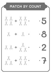 Match by count of Scissor, game for children. Vector illustration, printable worksheet
