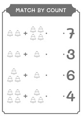 Match by count of Bell, game for children. Vector illustration, printable worksheet