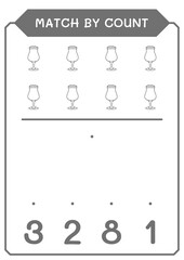 Match by count of Beer, game for children. Vector illustration, printable worksheet