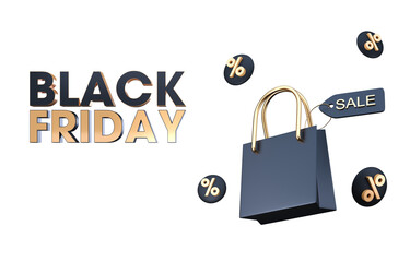 Black Friday Bag. 3D Illustration