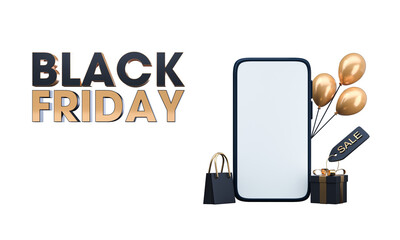 Black Friday with 3D Smartphone. 3D Illustration