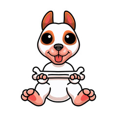 Cute bully kutta cartoon holding a bone