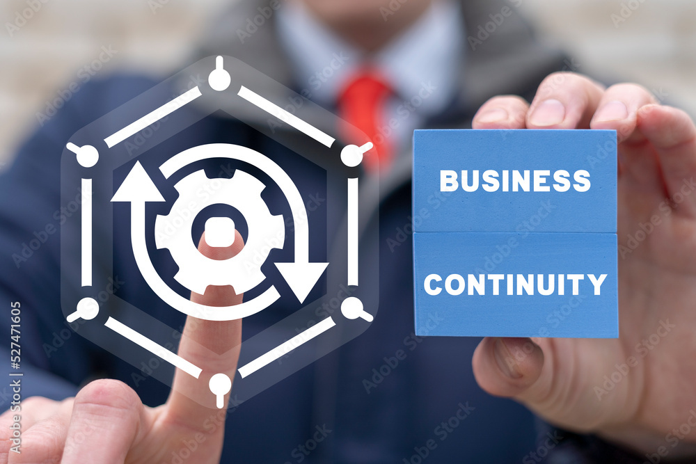 Poster concept of bcp business continuity plan. continuous company work strategy.