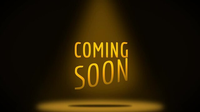 Coming Soon Text on Spot Lights Animation on Black Background