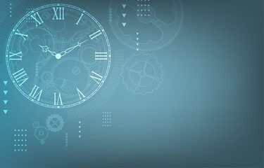 technology vector background.analog clock.time
