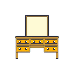 dressing table with vanity mirror icon in color, isolated on white background 
