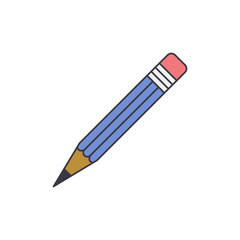pencil icon in color, isolated on white background 