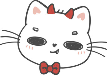 cute Halloween kitten cat vampire devil head cartoon animal doodle