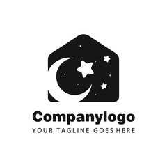 simple black moon star for logo design company