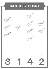 Match by count of Smoking pipe, game for children. Vector illustration, printable worksheet