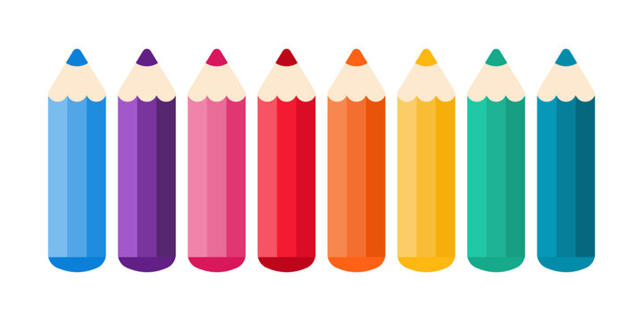 Kolorowa kredka. Zestaw ołówków w różnych barwach. Przybory szkolne, artykuły papiernicze, kreatywność, hobby, narzędzie artystyczne.