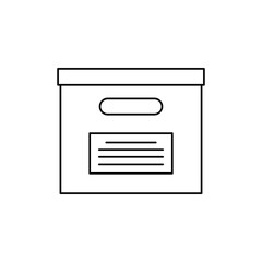 office cardboard box icon in line style icon, isolated on white background