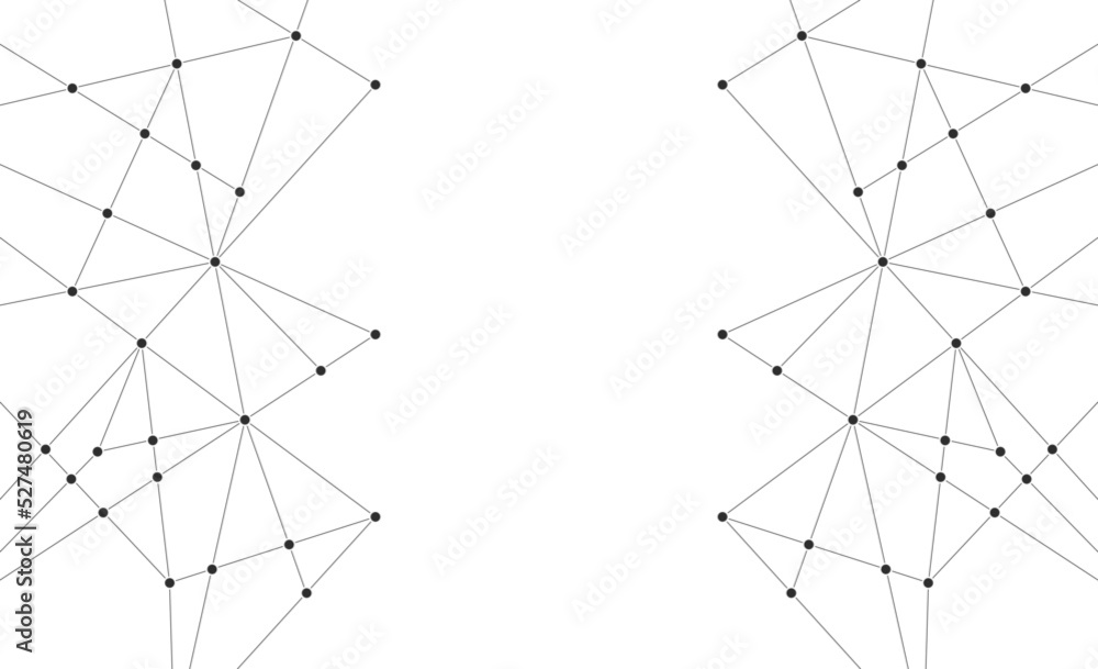 Aufkleber Technology polygon triangle connected dots and lines background template. Network system linked global graphic vector.