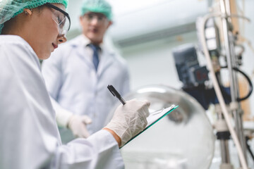 Technical experts are teaching how to operate science lab machine tools, scientist working in laboratory by using new tools for educations and technology