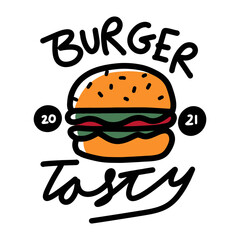 burger logo in badge design