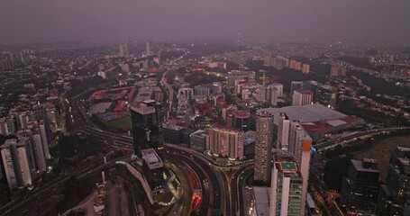 Mexico City Aerial v59 cinematic establishing shot drone flyover santa fe neighborhood capturing university campus area and metropolitan cityscape at dusk - Shot with Mavic 3 Cine - January 2022