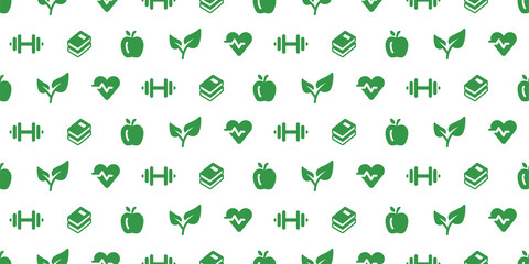 Healthy lifestyle icon seamless vector pattern. Vector texture background illustration.