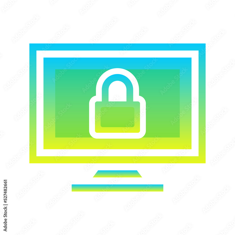 Poster monitor lock logo gradient design template icon element