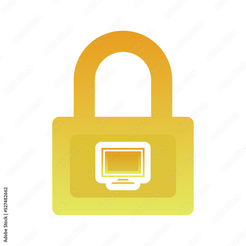 Poster monitor lock logo gradient design template icon element