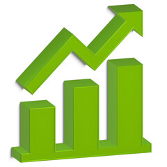 Up Trend Bar Chart Graphic in 3d