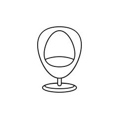 Obraz premium Modern egg chair icon in line style icon, isolated on white background