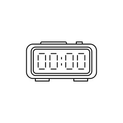 Digital alarm clock icon in line style icon, isolated on white background