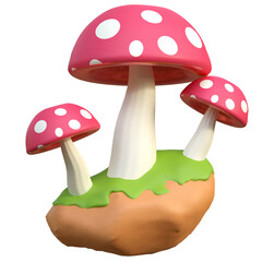wild mushroom agriculture farming 3d icon illustration