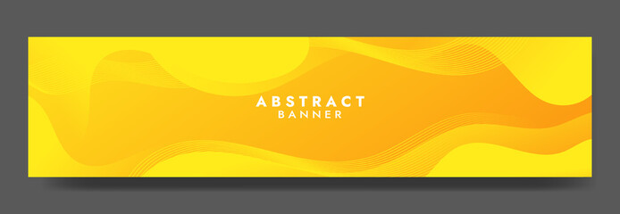Abstract Yellow Fluid Banner Template. Modern background design. gradient color. Dynamic Waves. Liquid shapes composition. Fit for banners