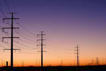 Fototapeta premium power lines at sunset