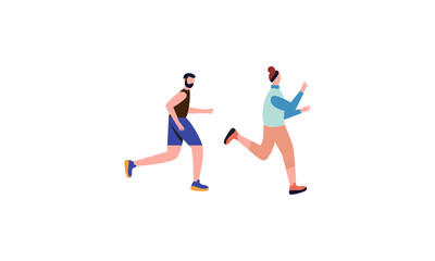 Fototapeta na wymiar A group of athletes running. Marathon, competition, cross-country, sportsmen, athletes, runners moving in row vector illustration.