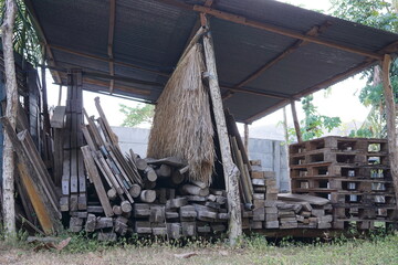 The wood storage place in the garden