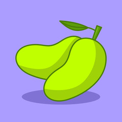 Vector illustration of cute green mango fruit