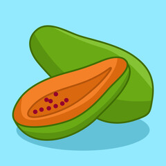 Vector illustration of cute orange papaya fruit