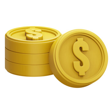 3d rendering stack dollar coin