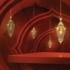 Islamic 3d podium round stage