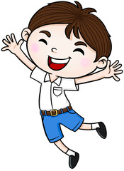 cartoon student boy happy colorful