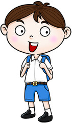 cartoon student boy smile colorful