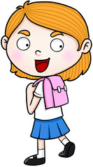 cartoon student girl smile colorful