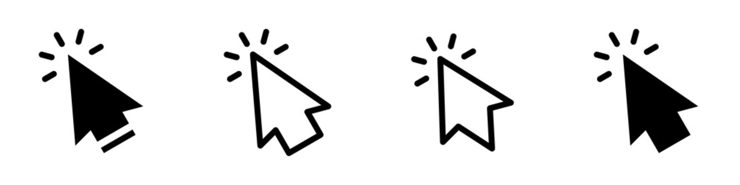 Hacer clic. Conjunto de iconos de puntero de mano. Cursor de clic del rat&oacute;n de la computadora