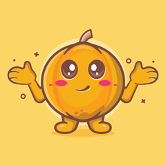 funny pumpkin fruit character mascot with confuse expression isolated cartoon in flat style design