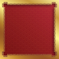 Obraz premium Chinese frame with oriental Asian elements on color background