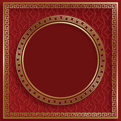 Chinese frame with oriental Asian elements on color background
