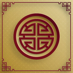 Chinese frame with oriental Asian elements on color background