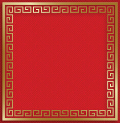 Chinese frame with oriental Asian elements on color background