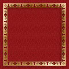 Obraz premium Chinese frame with oriental Asian elements on color background