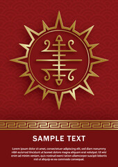 Chinese frame with oriental Asian elements on color background